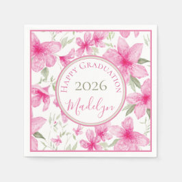 Pink Floral | Watercolor Azalea | Graduation Serviette