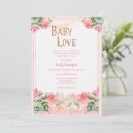 Pink Floral Watercolor Baby Liebe Girl Babydusche Einladung