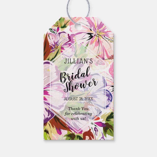 Pink Floral Watercolor Brautparty Vielen Dank Geschenkanhänger (Vorderseite)