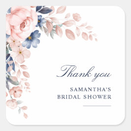 Pink Floral Watercolor Brautparty Vielen Dank Quadratischer Aufkleber