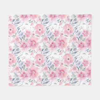Pink Floral Watercolor  Fleecedecke