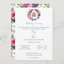 Pink Floral Watercolor Hindu Ganesh Wedding Einladung