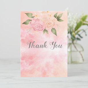 Pink Floral Watercolor Hochzeit Dankeskarte