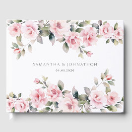 Pink Floral Watercolor Hochzeit Gästebuch