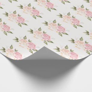 Pink Floral Watercolor Hochzeit Geschenkpapier