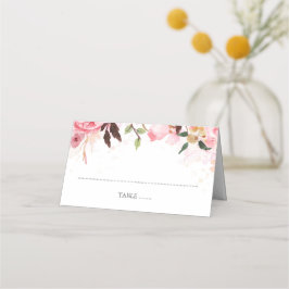 Pink Floral Watercolor Hochzeit Platzkarte
