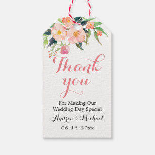 Pink Floral Watercolor Hochzeit Vielen Dank Geschenkanhänger