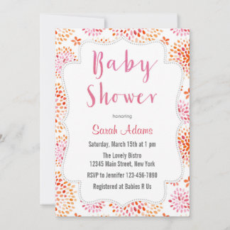 Pink Floral Watercolor Kinderdusche Einladung