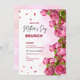 Pink Floral Watercolor Mothers Day Brunch Einladung