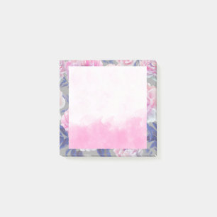 Pink Floral Watercolor Post Notizen