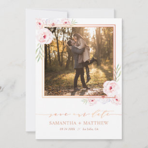 Pink Floral Watercolor Rose Gold Foto Hochzeit Save The Date