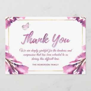 Pink Floral Watercolor Vielen Dank für Ihre Gedäch Dankeskarte