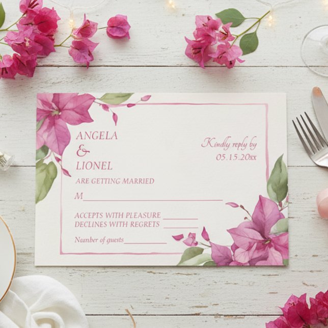 Pink Floral Watercolor Wedding  RSVP Karte (Von Creator hochgeladen)