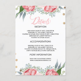 Pink Floral Wedding Information Gästekarte Begleitkarte