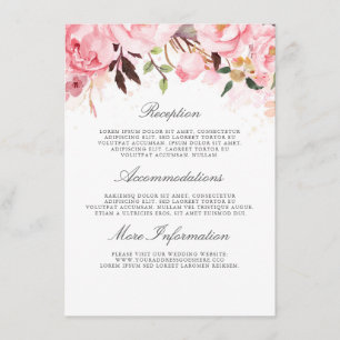 Pink Floral Wedding Information Guest Begleitkarte