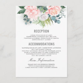 Pink Floral Wedding Information Guest Begleitkarte