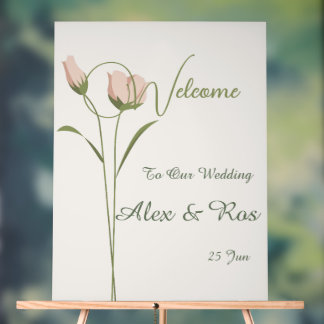 Pink Floral Wedding Welcome Poster