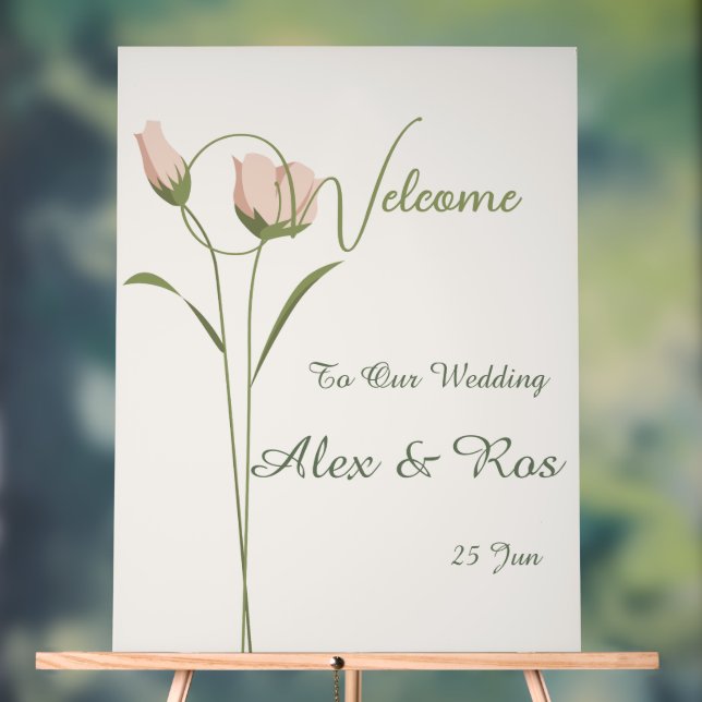 Pink Floral Wedding Welcome Poster (Neutral)