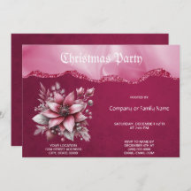 Pink Floral Weihnachten Party Einladung
