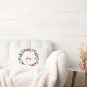 Pink Floral Weihnachtskraut Lumbar Kissen   Friede