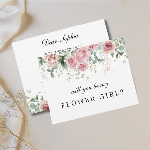 Pink Floral werden Sie meine Blumenmädchen Hochzei Einladung