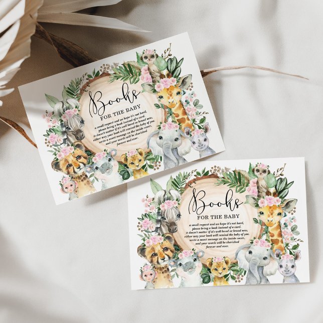 Pink Floral Wild Jungle Safari Bücher für Baby Gir Begleitkarte (Von Creator hochgeladen)