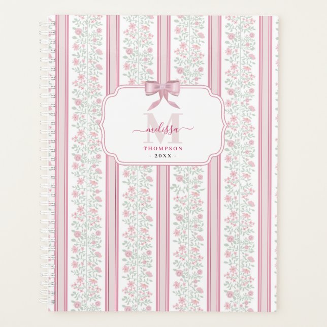 Pink Floral Wildflowers Coquette Bow Planer (Vorderseite)