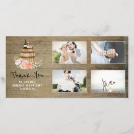 Pink Floral Wine Barrel Rustic Vielen Dank für Ihr Dankeskarte