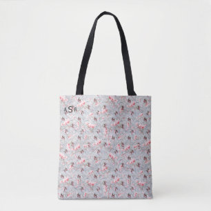 Pink Floral & Winter Berries Monogram Totbeutel