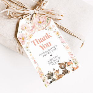 Pink Floral Woodland Animal Baby Duwer Tags Geschenkanhänger