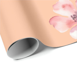 Pink Floral Wrapping Paper – Orange Pastel Pattern Geschenkpapier