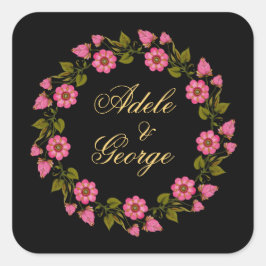 Pink Floral Wreaaths | Aufkleber für Gastgeschenk 