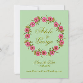 Pink Floral Wreaaths Save the Date