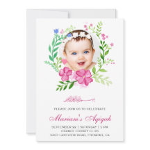 Pink Floral Wreath Foto Baby Girl Aqiqah