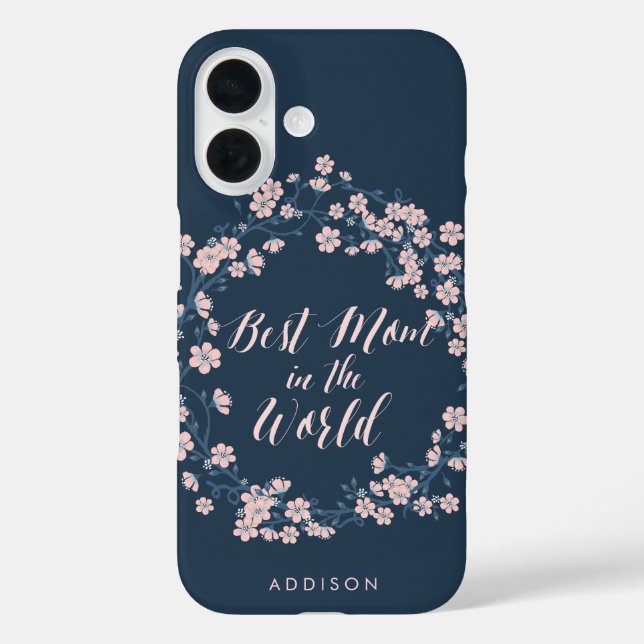 Pink Floral Wreath iPhone Case für beste Mama (Rückseite)