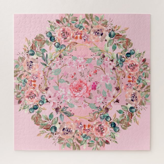 Pink Floral Wreath Puzzle (Vertikal)