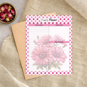 Pink Floral Years Planner Notizblock
