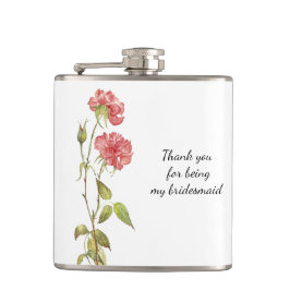 Pink florale Aquarellmaid Vielen Dank Flachmann