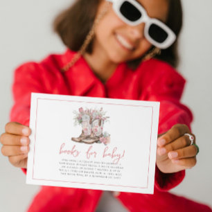 Pink florale Cowgirl Boots Grünbücher für Baby Einladung