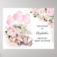 Pink florales Auto mit Babydusche Empfang