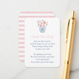 Pink Florals Chinoiserie Bringen Sie ein Buch Baby Begleitkarte