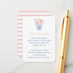 Pink Florals Chinoiserie Bringen Sie ein Buch Baby Begleitkarte
