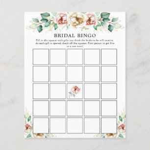 Pink Florals Greenery Brautparty Bingo Game