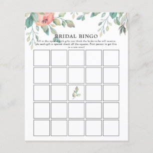Pink Florals Greenery Brautparty Bingo Game