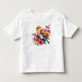 Pink Flower Bird Kleinkind T-shirt