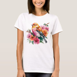 Pink Flower Bird T-Shirt