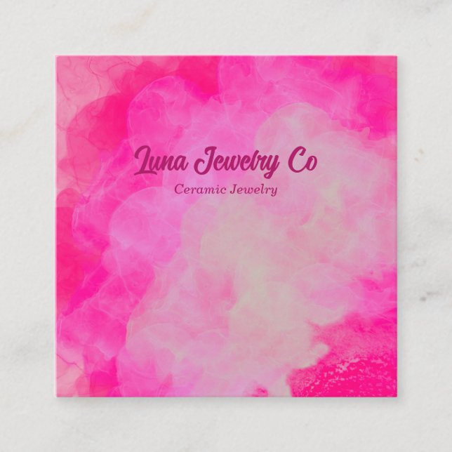 Pink Flower Burst Jewelry Craft Business Card Quadratische Visitenkarte (Vorderseite)