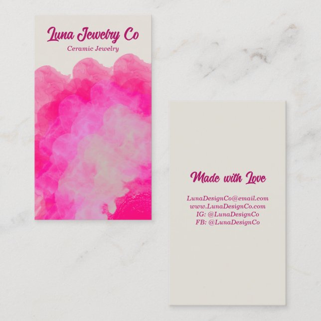 Pink Flower Burst Jewelry Craft Business Card Visitenkarte (Vorne/Hinten)