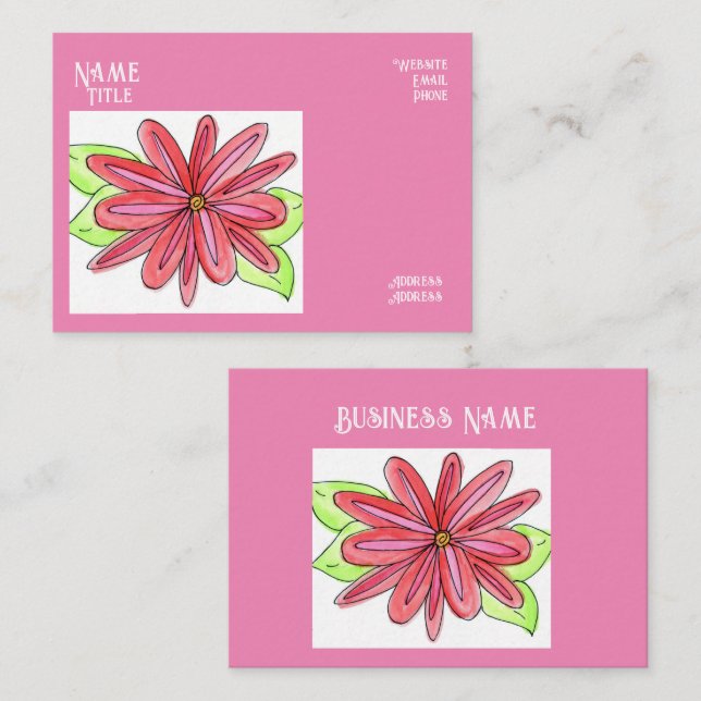 Pink Flower Business Cards Visitenkarte (Vorne/Hinten)
