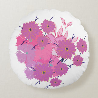 Pink Flower Couch Pillow Rundes Kissen